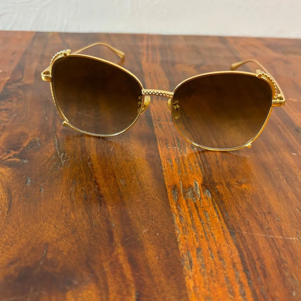 Charles & Keith Gold Butterfly Swarovski Crystal Sunglasses CK3-71280532 Brown‎
